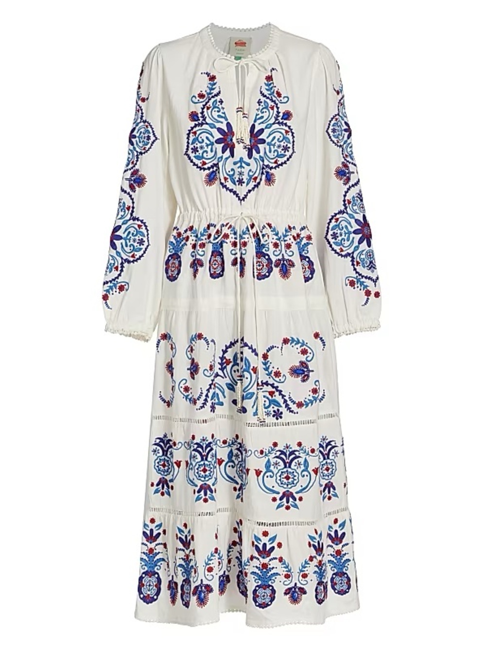 Farm Rio Off-White Navy Embroidered Midi Dress - Picture 4 of 6